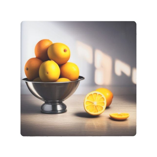 Simple Lemons in Bowl. Bright Kitchen. Citrus Metal Print (Front)