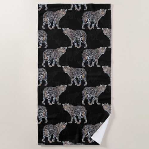 Simple Leopard Animal Black Pattern Beach Towel