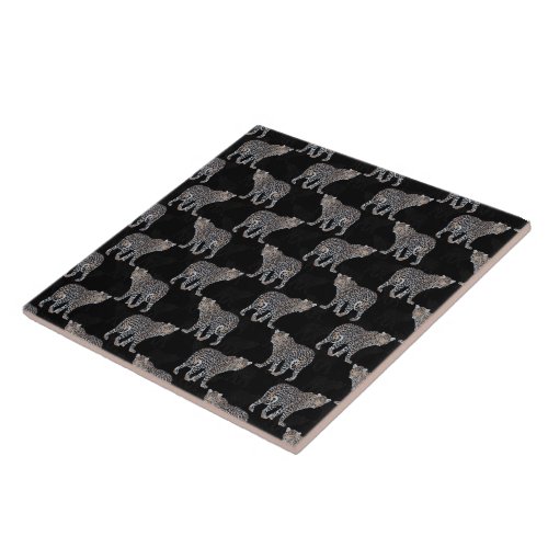Simple Leopard Animal Black Pattern Ceramic Tile