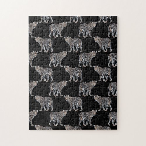 Simple Leopard Animal Black Pattern Jigsaw Puzzle