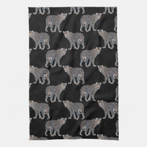 Simple Leopard Animal Black Pattern Kitchen Towel
