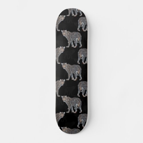 Simple Leopard Animal Black Pattern Skateboard