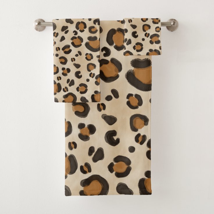 Simple Leopard Animal Print Brown Tan Bath Towel Set Zazzle