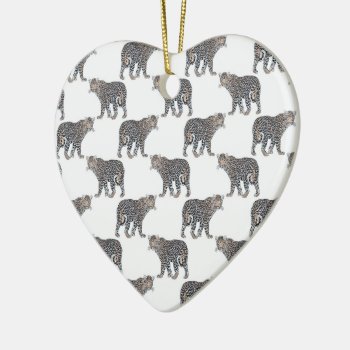 Simple Leopard Animal White Pattern Ceramic Ornament by InovArtS at Zazzle