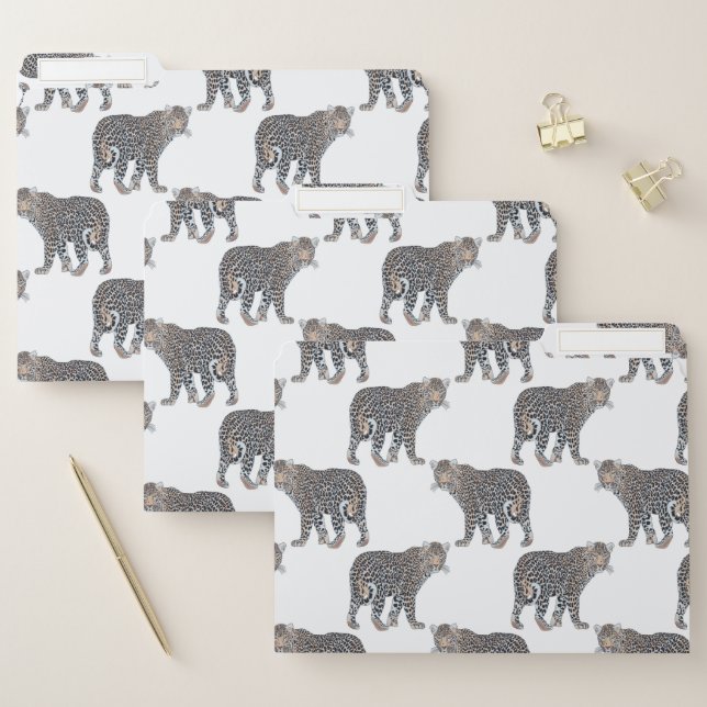 Simple Leopard Animal White Pattern File Folder (Set)