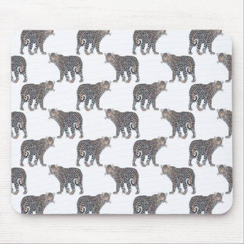 Simple Leopard Animal White Pattern Mouse Pad