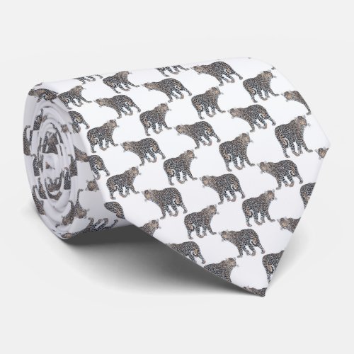 Simple Leopard Animal White Pattern Neck Tie