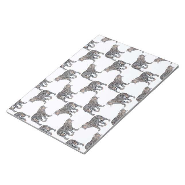 Simple Leopard Animal White Pattern Notepad (Angled)