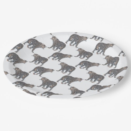 Simple Leopard Animal White Pattern Paper Plates