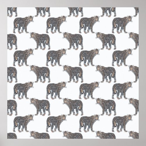 Simple Leopard Animal White Pattern Poster