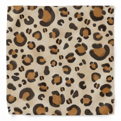 Simple Leopard Print Brown Tan Cream Bandana