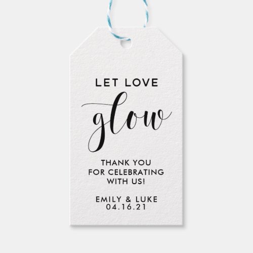 Simple Let Love Glow Wedding Candle  Favor Gift Tags