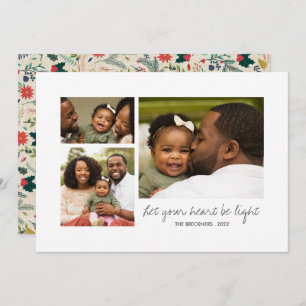Simple Let Your Hearts Be Light Christmas Photo Holiday Card
