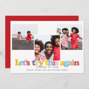 Simple Lets Try This Again Modern Photo Collage Holiday Card