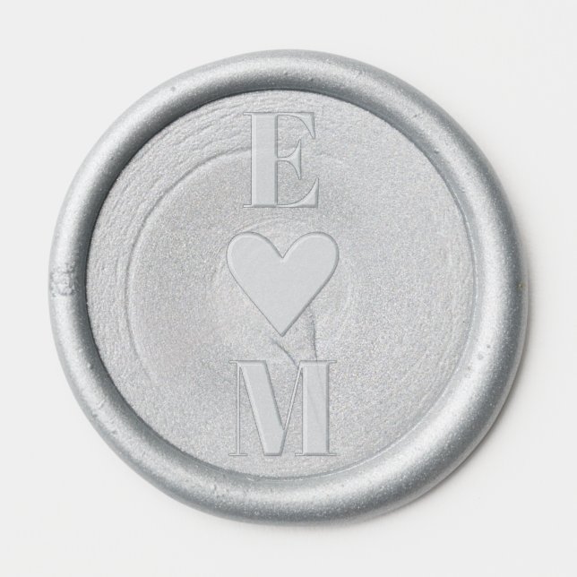 Simple Letter Bride Groom Initials Heart Wedding Wax Seal Sticker (Front)