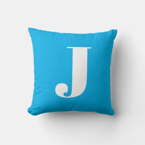Simple Letter  Bright Blue Throw Pillow