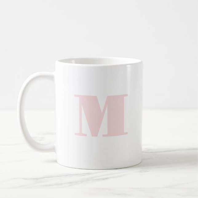 Simple Letter Initial Blush Pink Coffee Mug (Left)