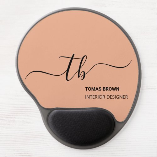 Simple Letter Initial Monogram  Peach and black Gel Mouse Pad