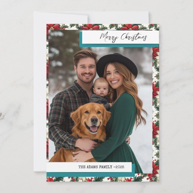 Simple Lettering Merry Christmas Holiday Card (Front)