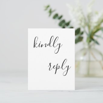 Simple lettering rsvp wedding postcards | Zazzle