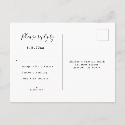 Simple lettering rsvp wedding postcards | Zazzle