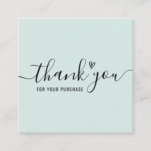 simple lettering thank you for your order square business card