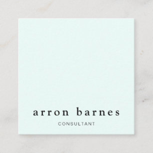 Simple Light Aqua Modern Professional Minimalist Square Business Card