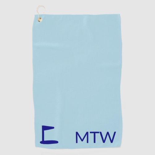 Simple Light Blue and Dark Blue Mongram Golf Flag Golf Towel