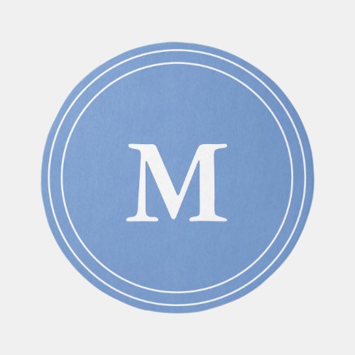 Simple Light Blue and White Monogram Template Rug