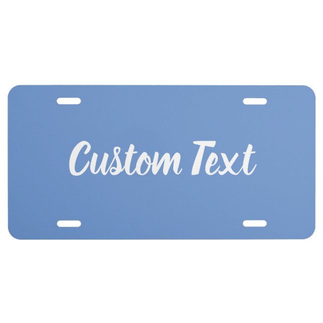 Simple Light Blue and White Script Text Template License Plate (Front)