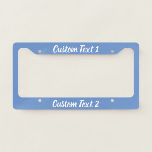 Simple Light Blue and White Script Text Template License Plate Frame