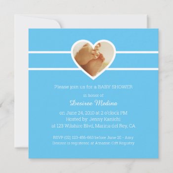 Simple Light Blue Baby Shower Invite by thepapershoppe at Zazzle