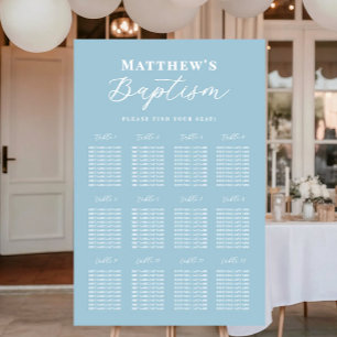 Simple Light Blue Baptism Seating Chart for Boy Foam Board