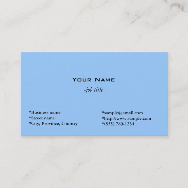 Simple ,light blue business card (Front)