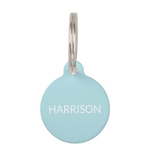 Simple light blue custom name contact Info dog cat Pet ID Tag