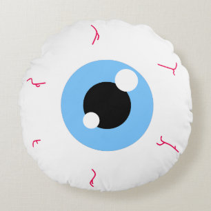 Simple Light Blue Eyeball Round Pillow