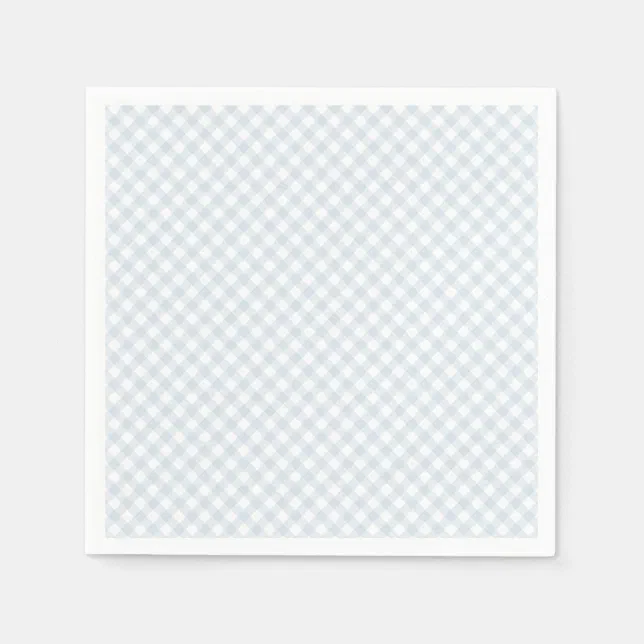 Simple light blue gingham baby shower napkins Zazzle
