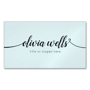 Simple Light Blue Handwritten Script Calligraphy B Business Card Magnet