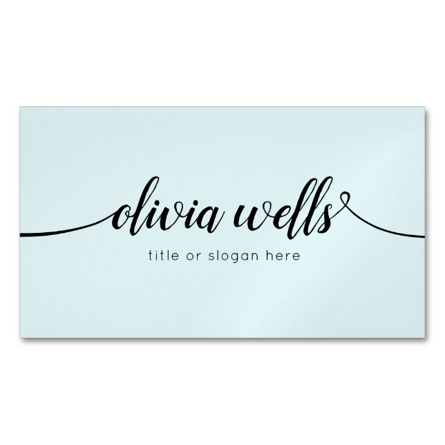 Simple Light Blue Handwritten Script Calligraphy B Business Card Magnet (Front)
