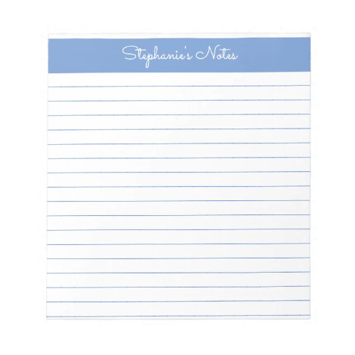 Simple Light Blue Lined Personalized Notepad