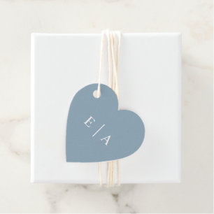 Simple Light Blue Monogram Initials Heart Favor Tags