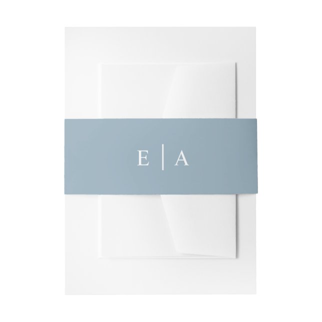 Simple Light Blue Monogram Wedding Invitation Invitation Belly Band (Front Example)