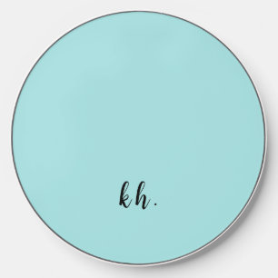 Simple Light Blue Monogrammed Initials Wireless Charger