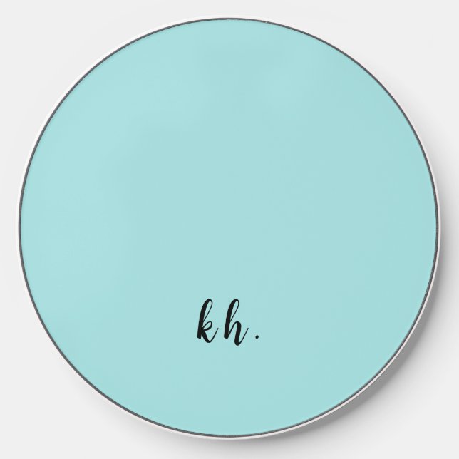 Simple Light Blue Monogrammed Initials Wireless Charger (Front)