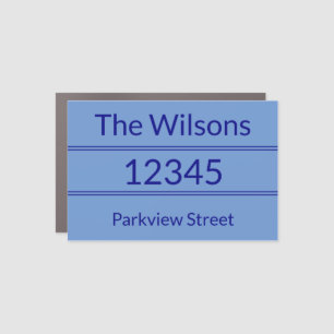 Simple Light Blue Navy Name Address Mailbox Magnet