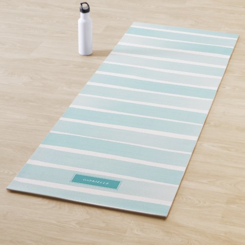 Simple Light Blue Stripes Pretty Personalized Yoga Mat