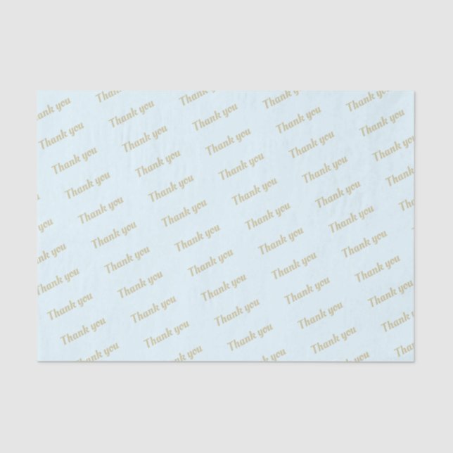 Simple Light Blue Thank You Gold Tissue Paper (Front)