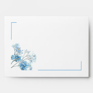 Simple Light Blue Watercolor Floral Wedding Envelope