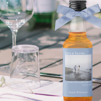 Simple Light Blue Wedding Photo Love & Thanks Mini