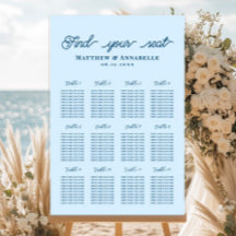 Simple Light Blue Wedding Seating Chart